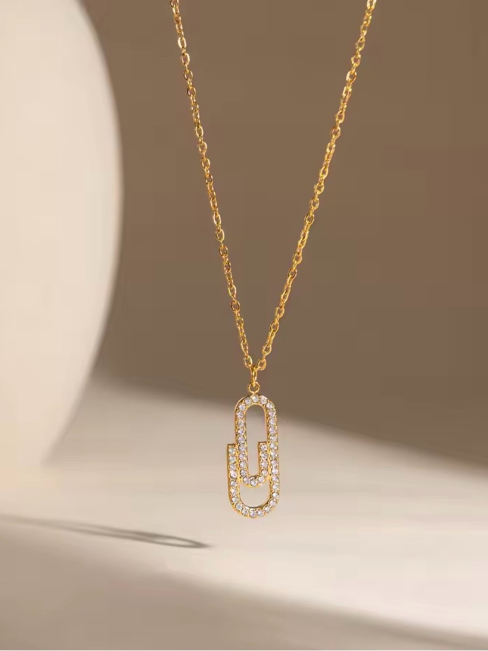 Gold Crystal Link Pendant Necklace - Women Jewelry